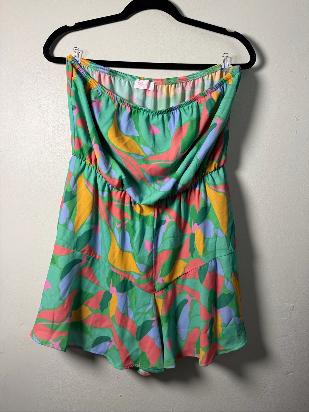 Pink Lily Mint & Multi-Color Strapless Romper